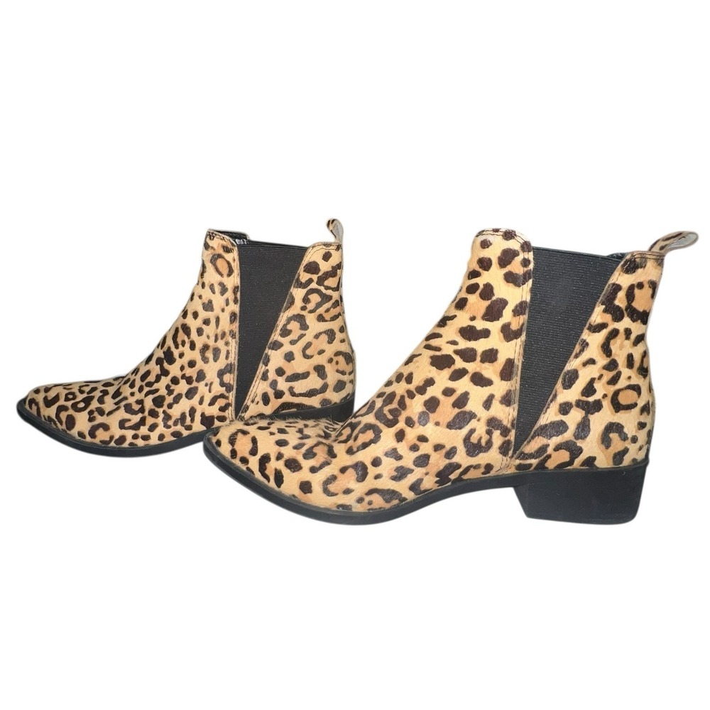 Steve Madden Womens Ankle Boots 7.5 Leopard Print Jerry Calf Hair‎ Pull On Boots